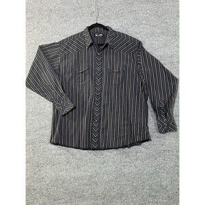 Wrangler Pearl Snap Vertical Stripe Button Up Long Sleeve Shirt Size XXL